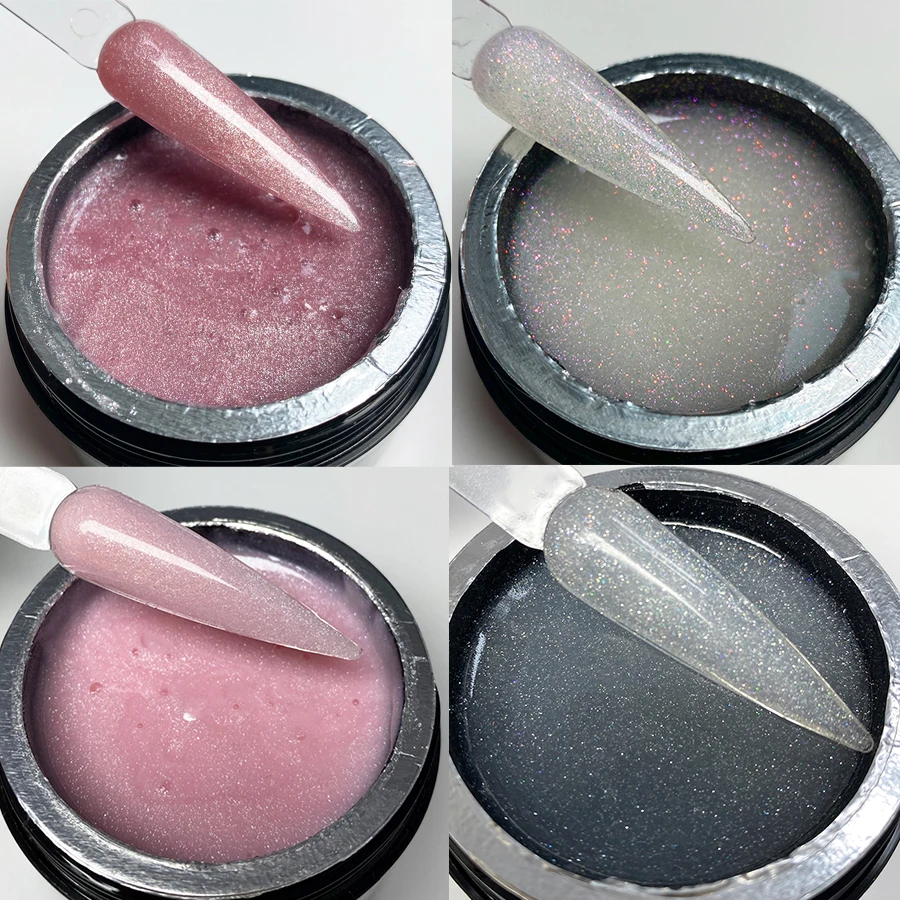 Jillnails Nude Glitter Acrylic Nail Gel 50g Sparlking Acryl Poly Nails Extension Gel Self Leveling 4