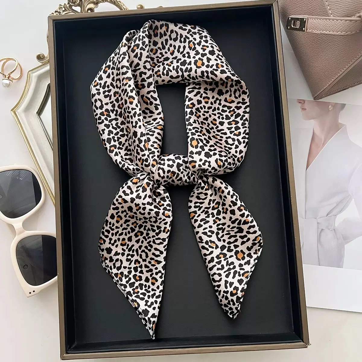 Yellow Lemon Print Square Silk Scarf - Fashionable Neck Tie & Decorative Neckerchief