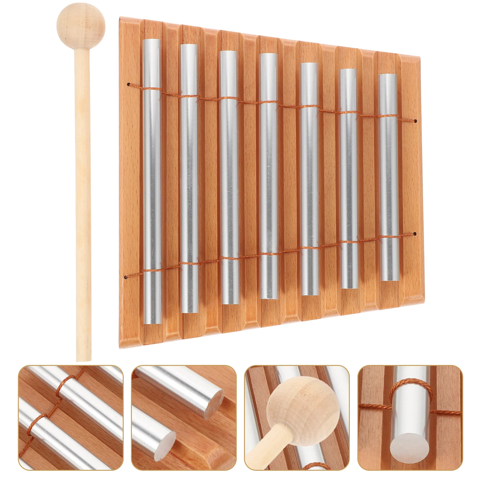 

Blow Chanter Wind Chime Percussion Chimes Tabletop with Mallet Ring Educational Instrument Toy Metal Wood Toddler