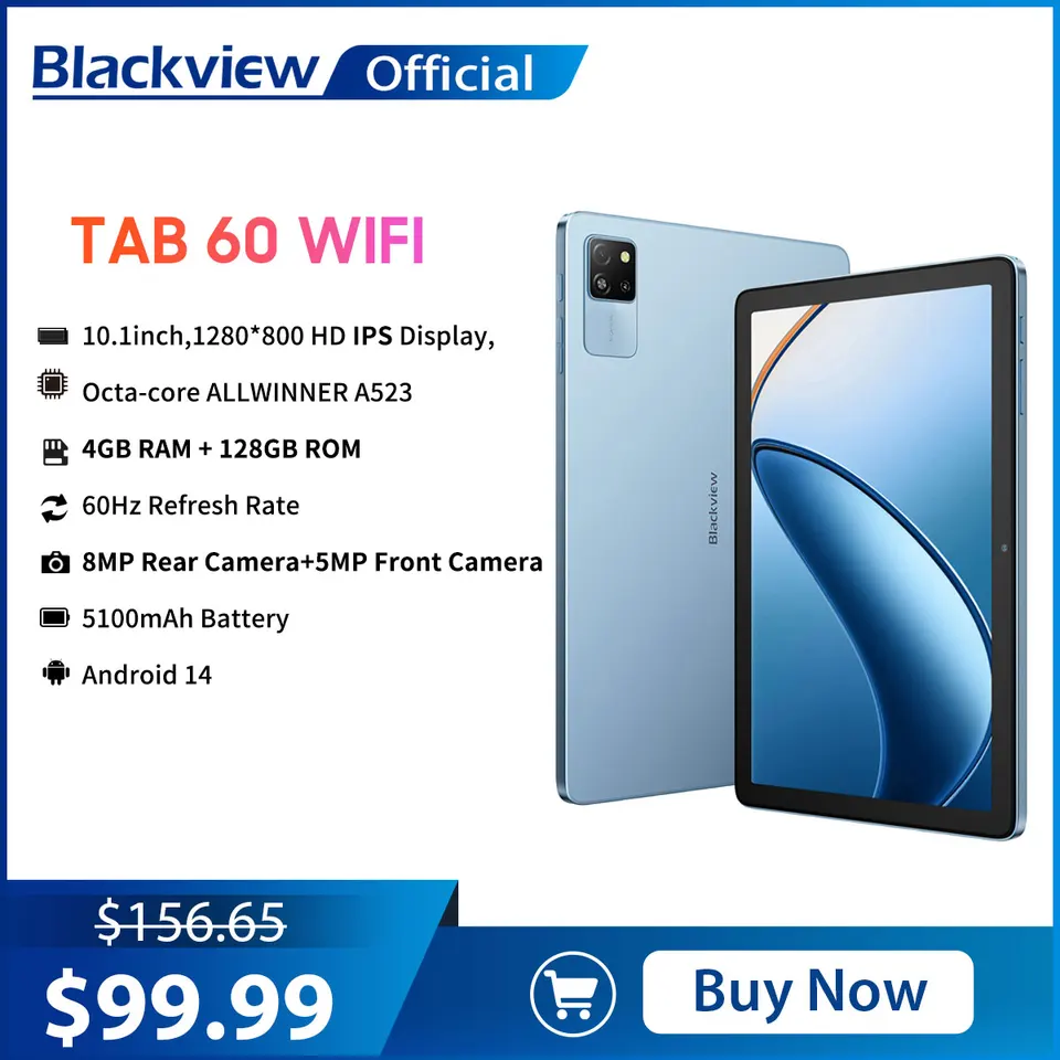 Blackview TAB 60 WIFI Tablet 10.1 Inch HD Display 4GB RAM 128GB