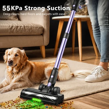 500W/55KPA Self-Standing Cordless Vacuum Cleaner,60 Mins Handheld Vacuum Cleaners,Smart LED Screen Vacuum for Carpet/Pet Hair 4