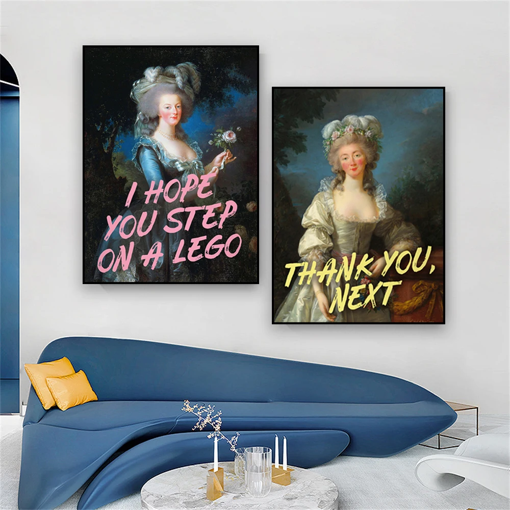 Cheap Marie Antoinette Altered Art Poster Retro Rose Quote Art Oil Painting  Prints Women Portrait Classical Canvas Painting Room Decor