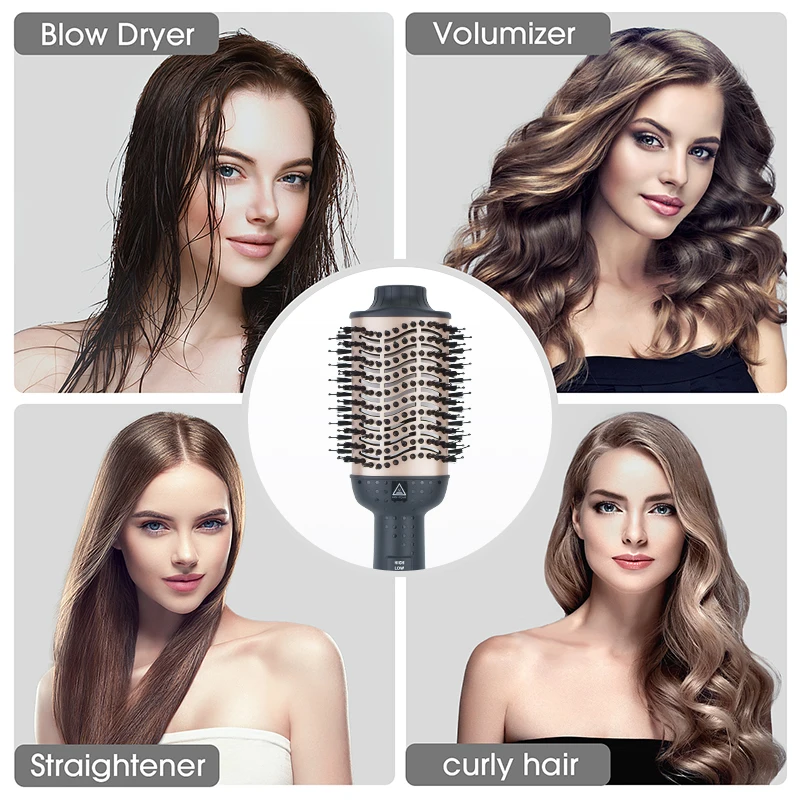 Hot Air Brush Straightener Comb Anti-frizz Negative Ion Generator Straightening And Curling Blow Dryer Multifunctional Brush 5