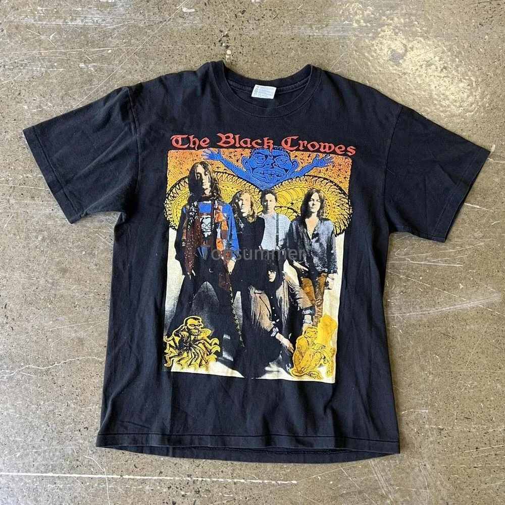

Vintage Blacks Crowes Band Shirt Cotton 100% Reprint Tee Tt5974