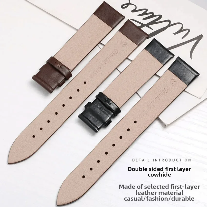 Elegant Calf Leather Watch Strap with Silver Buckle