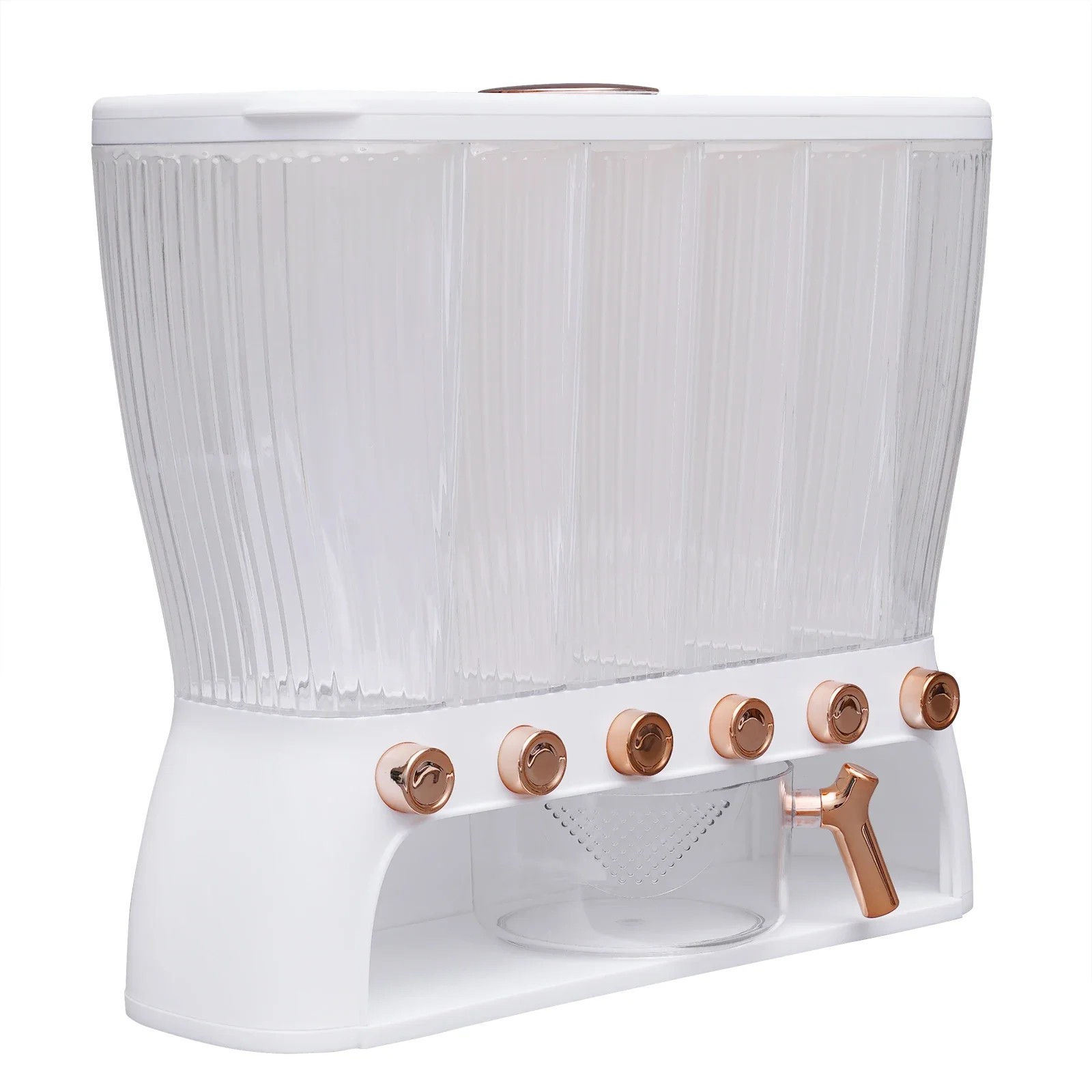 Six-Grid Dry Food Dispenser, Large Capacity Grain Storage Container, Removable Lid with Sealing Ring, 10kg/22.05lbs for Kitchens 3