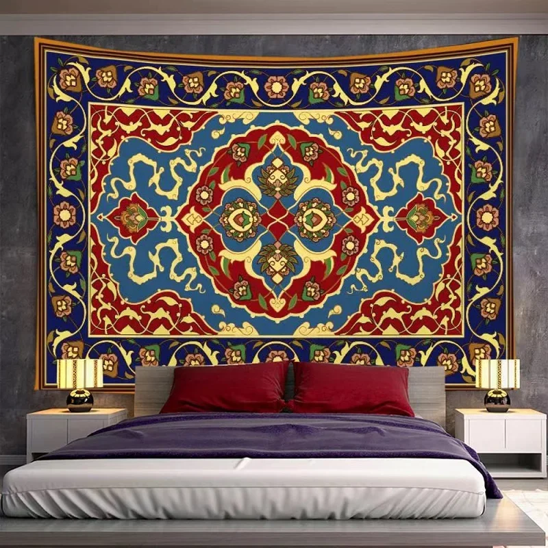 Persischer Wandteppich, Wandbehang, Stranddecke, Matratze, psychedelischer böhmischer Yoga-Matte, Mandala-Wandteppich – Detail 18