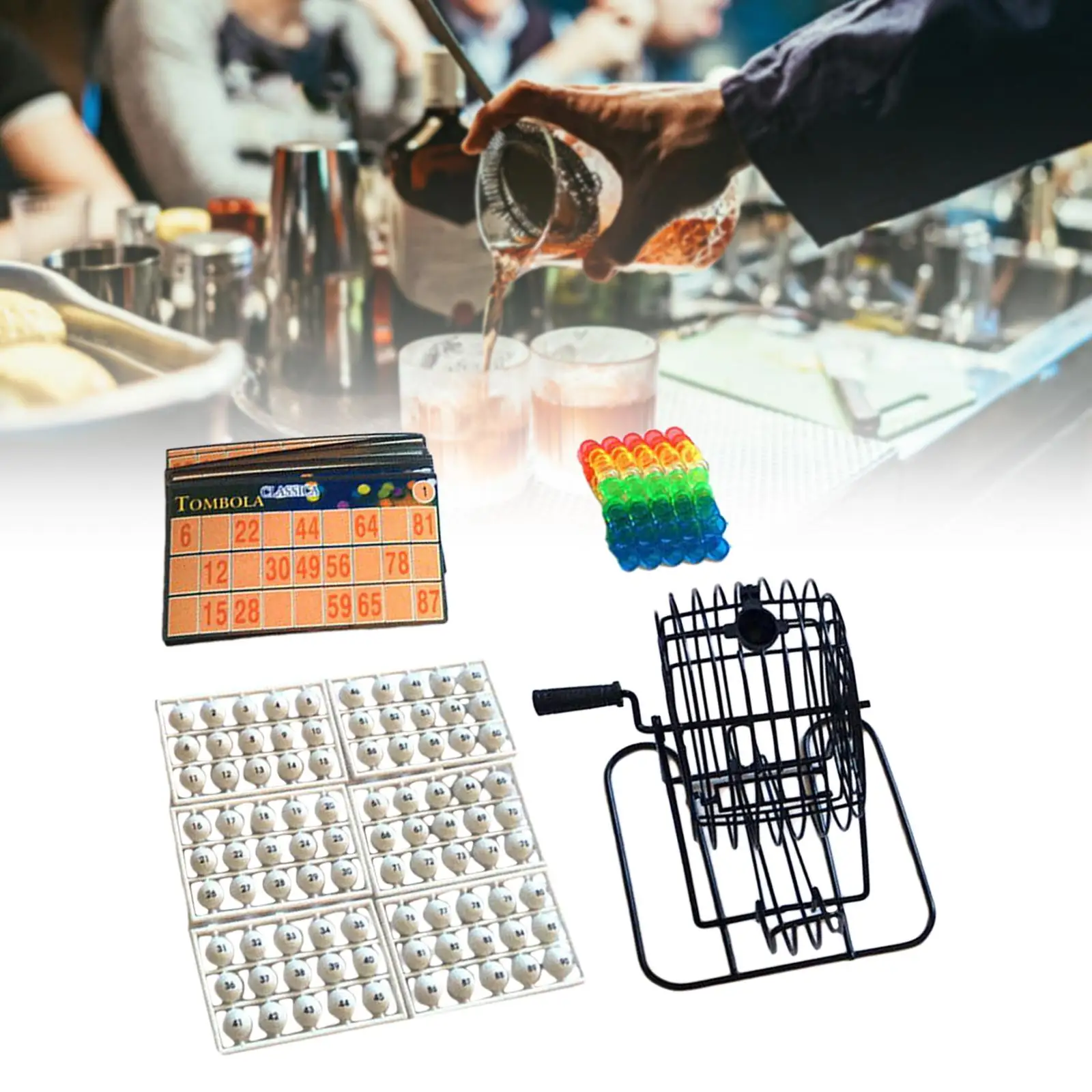 Traditional Bingo Game Classic Vintage Professional Metal Bingo Set Bingo Machine Toy for Party Travel Home Bingo Hall Holiday