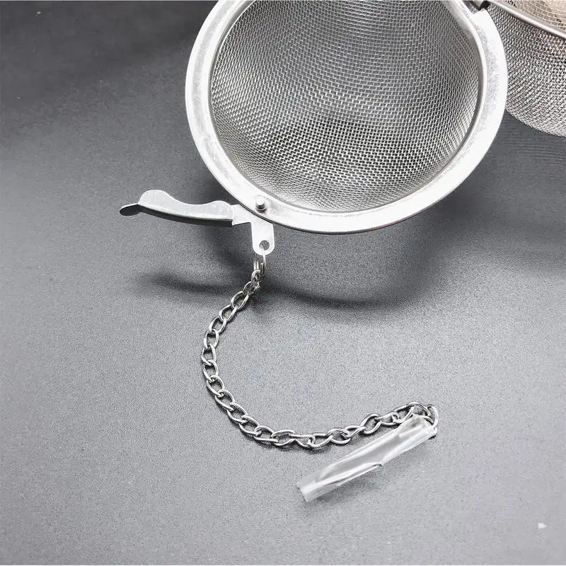 Stainless Steel Mesh Strainer With Chain SpiceTea Ball Infuser Tea Leak Home Soup Pot Sauces Marinade Seasoning Filter Ball