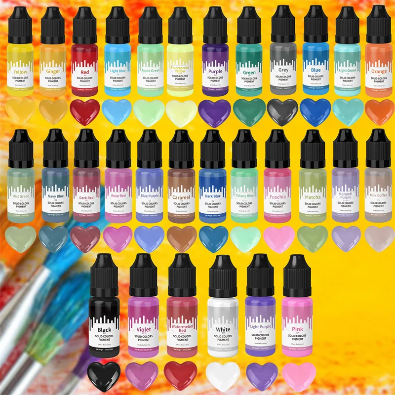 28color 10ml Solid Colors Pigment Essence Handmade Soap Dye Crystal Drop Glue Colorant DIY UV Epoxy Resin Jewelry Making