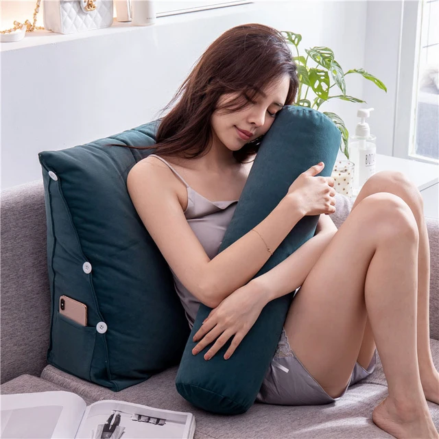 VESCOVO Big Backrest Waist Cushion Triangle Double Long Pillows For Queen  Twin Bed