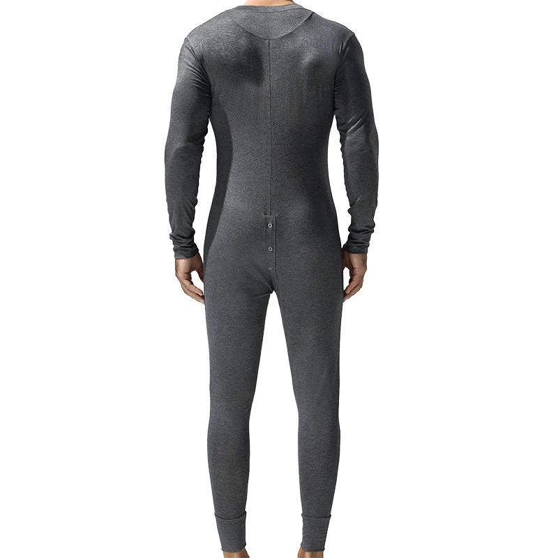 Men Undershirt Jumpsuits Leggings Long Sleeve Button Open Crotch Full Bodysuits Onesies Wrestling Singlet One-piece Leotard