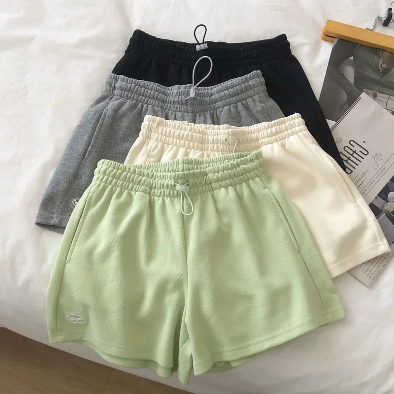 

Women Shorts Solid Cotton Cozy Simple Casual Loose Hipsters Running Breathable All-match Streetwear Hot Teens Wide Leg Bottoms