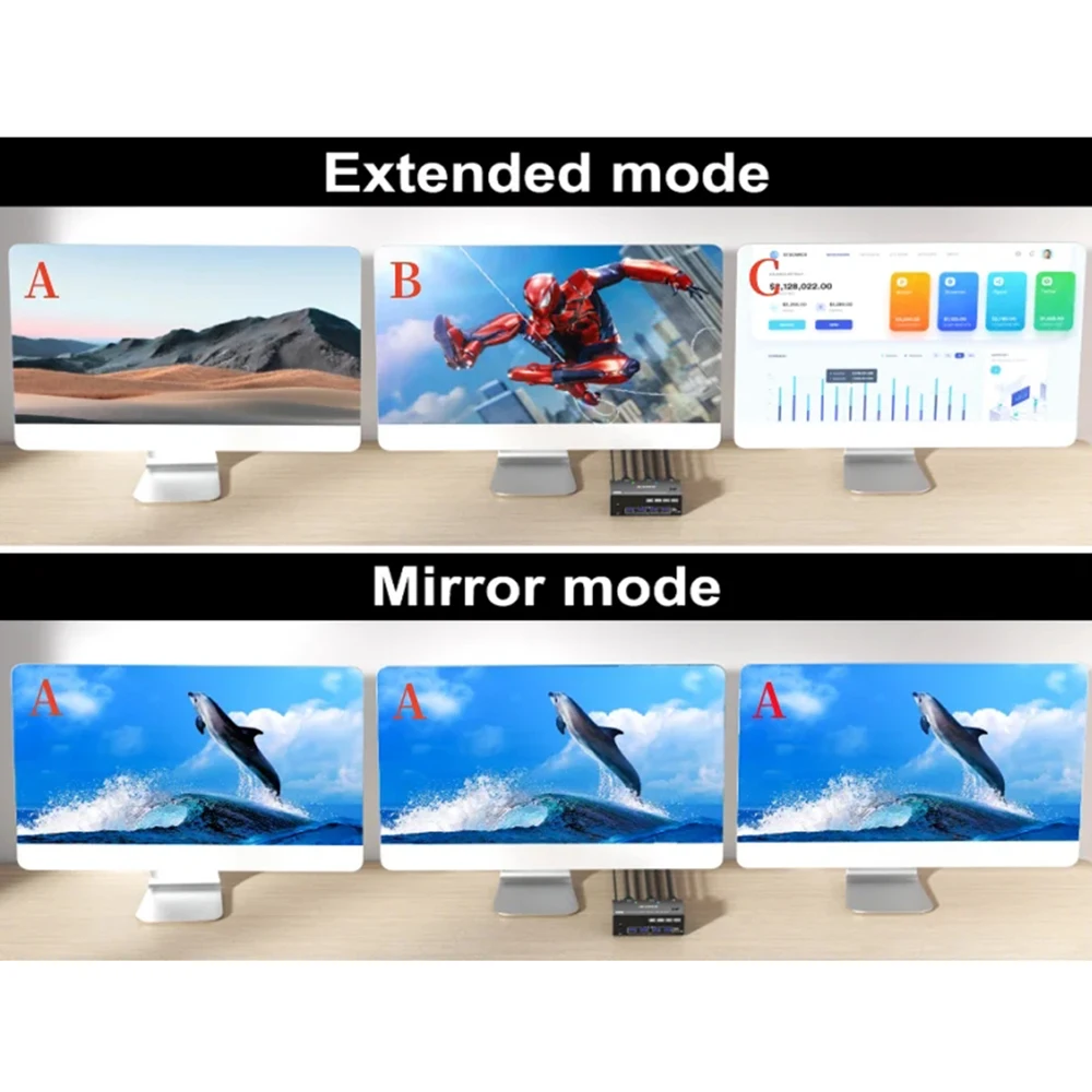 USB 3.0, 8K @ 60Hz,4K @ 144Hz, Aplicar a 3 Computadores