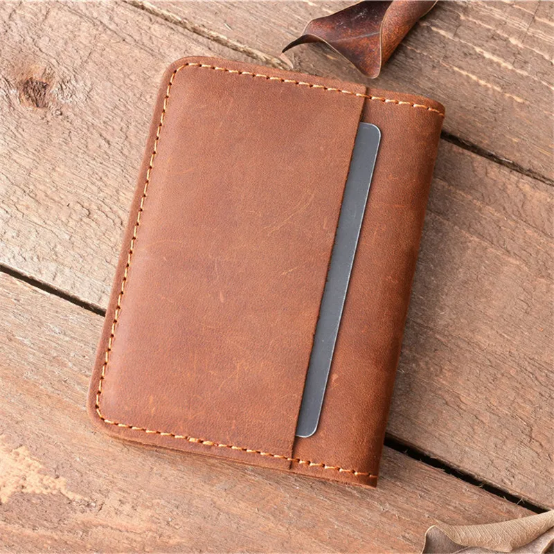 Genuine Leather Credit Card Holder Wallet for Men and Women Thin Bifold Wallet Slim Minimalist ID Card Wallet Small Card Case