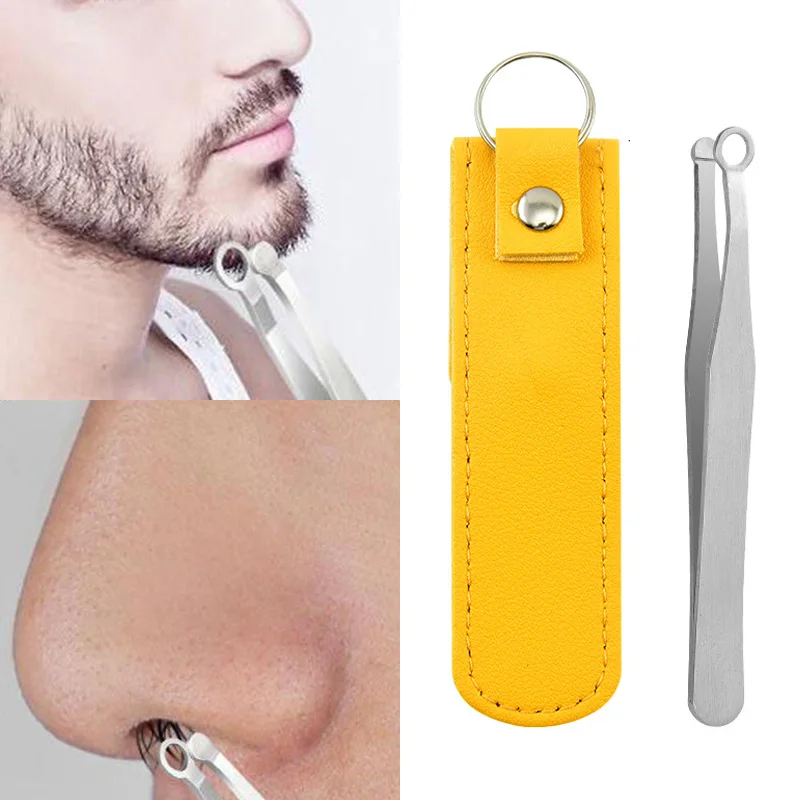 Nose Hair Trimming Tweezers Round Tip Nose Trimmer Stainless Steel Facial Trimming Makeup Scissors Trimmer Beard Removal Tweezer