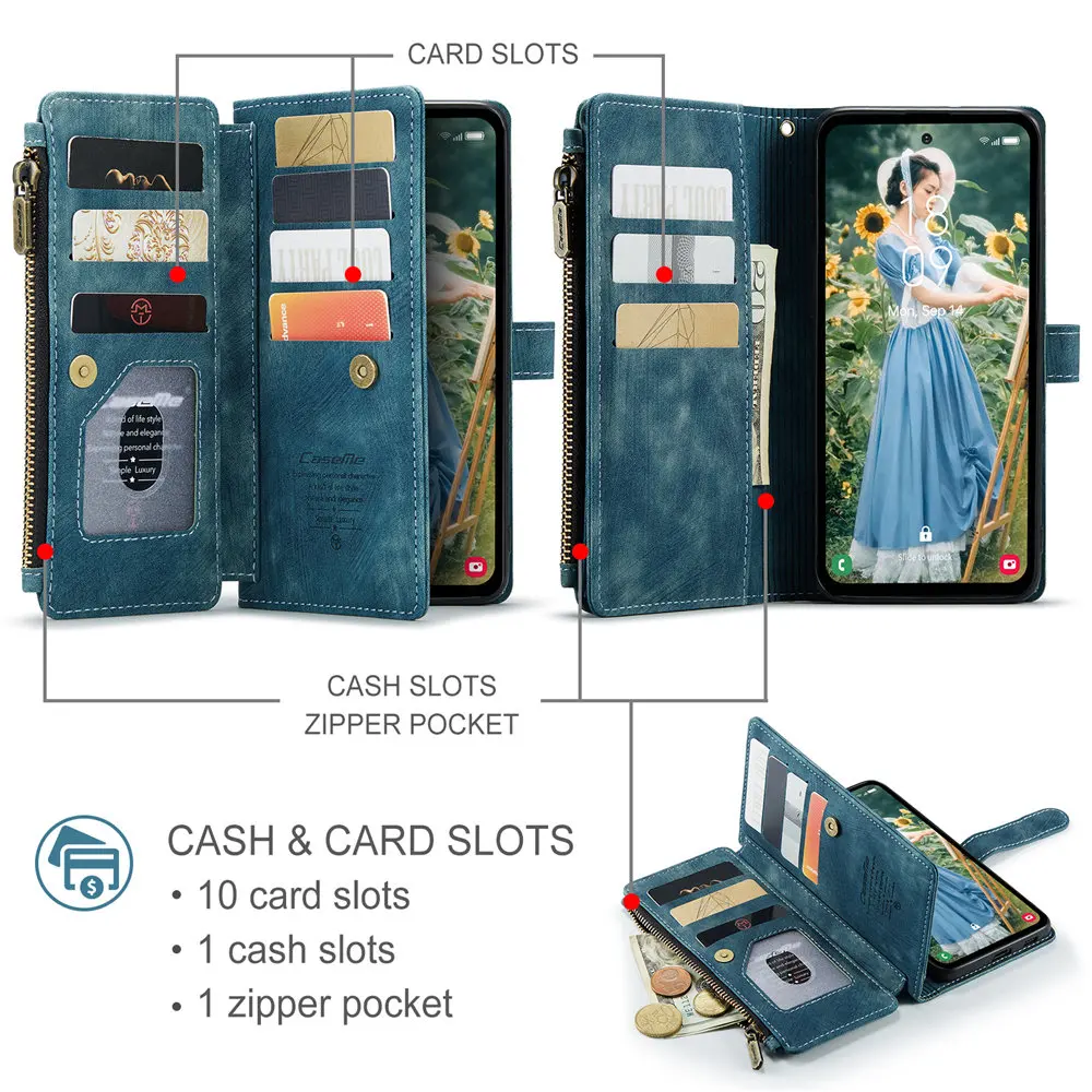 Elegant Vintage Leather Phone Case with Credit Card Slots and Flip Cover