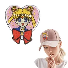 Cute Sailor Moon Patches Ironing Clothes Embroidery Cartoon Anime Patch Children's Clothes Applique Sticker T-shirt Wholesale