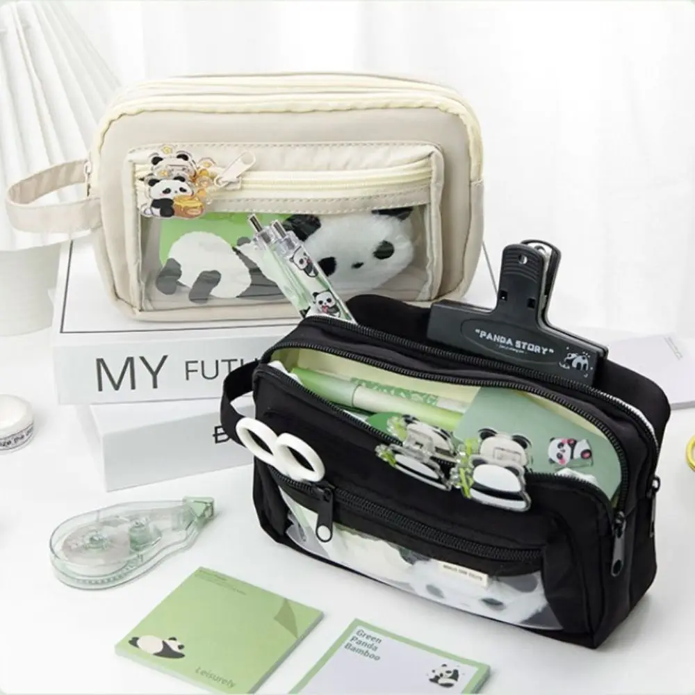 

Cosmetic Pouch Aesthetic Pencil Bag Korean Multilayer Large Capacity Stationery Pouch Zipper Canvas Pencil Holder Stationery