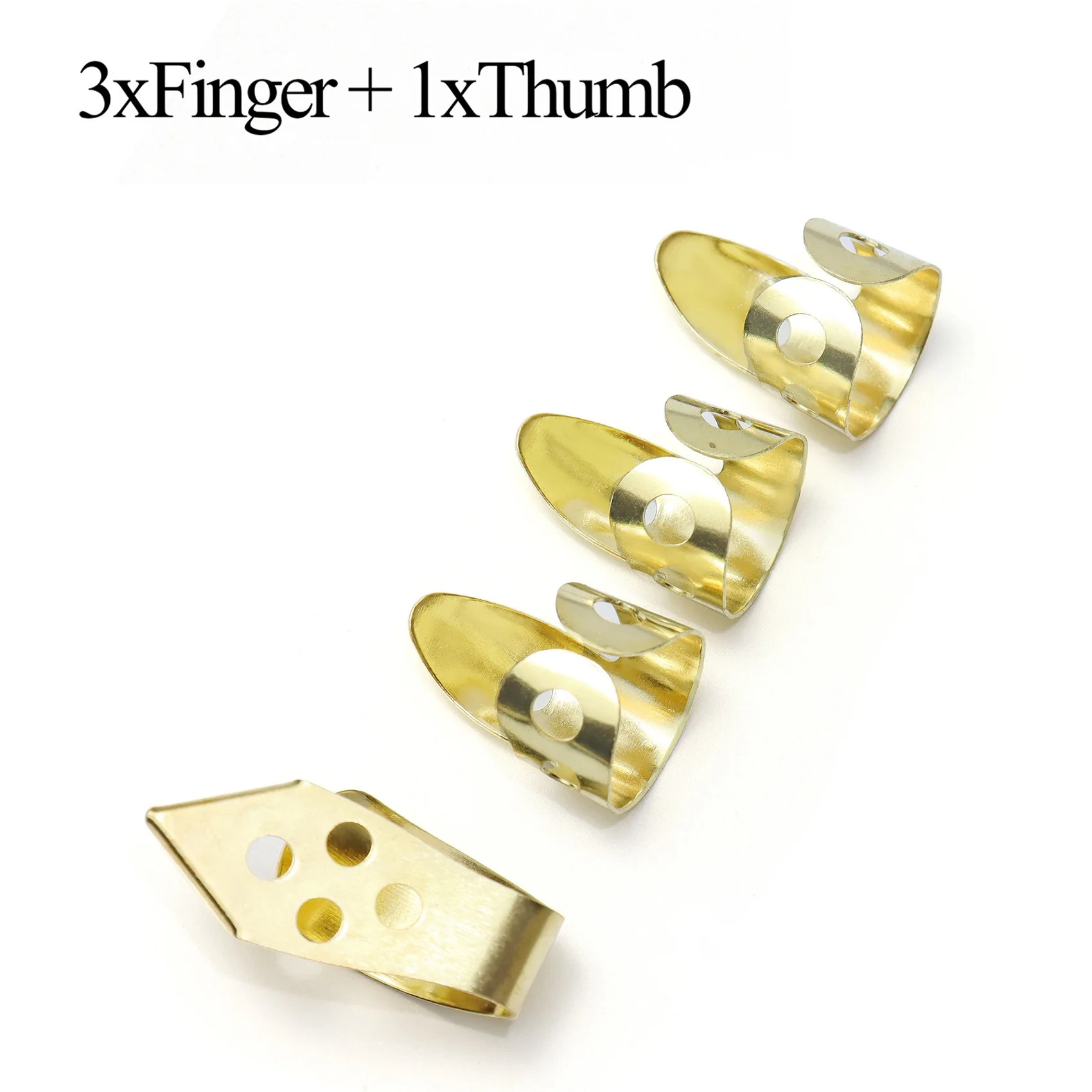 Guitar Finger Picks 3 Index Fingers + 1 Thumb Adjustable Metal Banjo Fingerstyle Pick Finger Protector