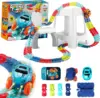 2023 New Zero Gravity Car Track Set,Race Track Toys for Kids with LED Light-Up Race Car,Flexible Magic Race Car Track Toys Gifts 1