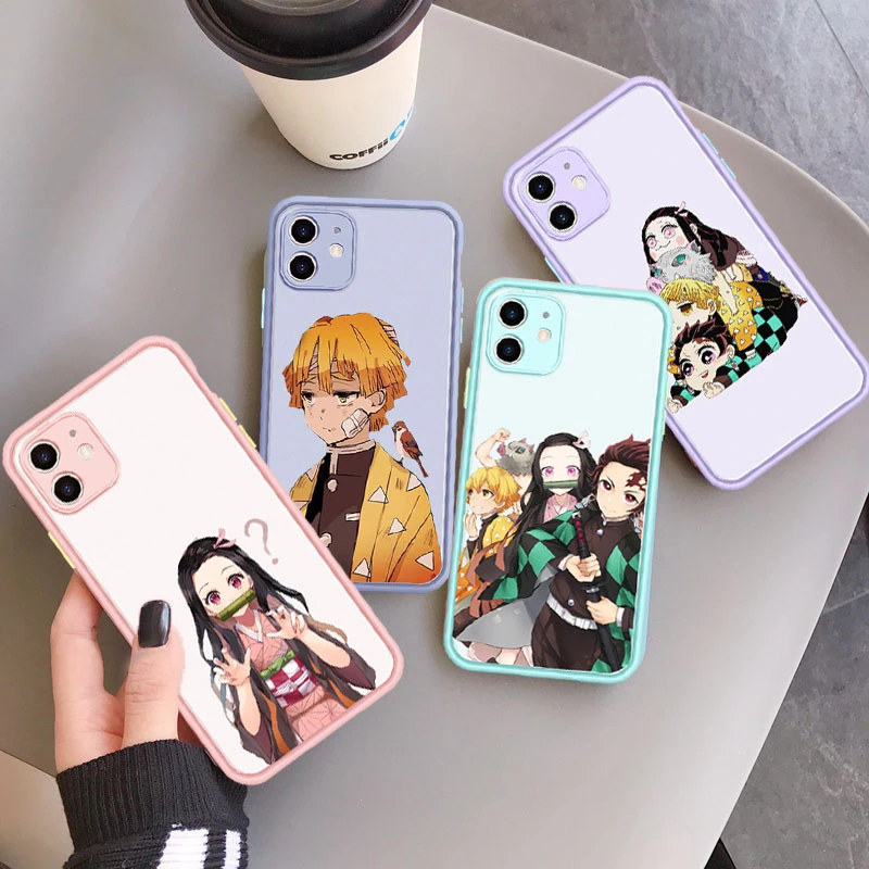 Demon Slayer Phone Case For Iphone 12 11 Pro Max 7 8 Plus X Xr Xs Max 13 Japan Anime Kimetsu No Yaiba Tpu Protective Cover Coque Mobile Phone Cases Covers Aliexpress