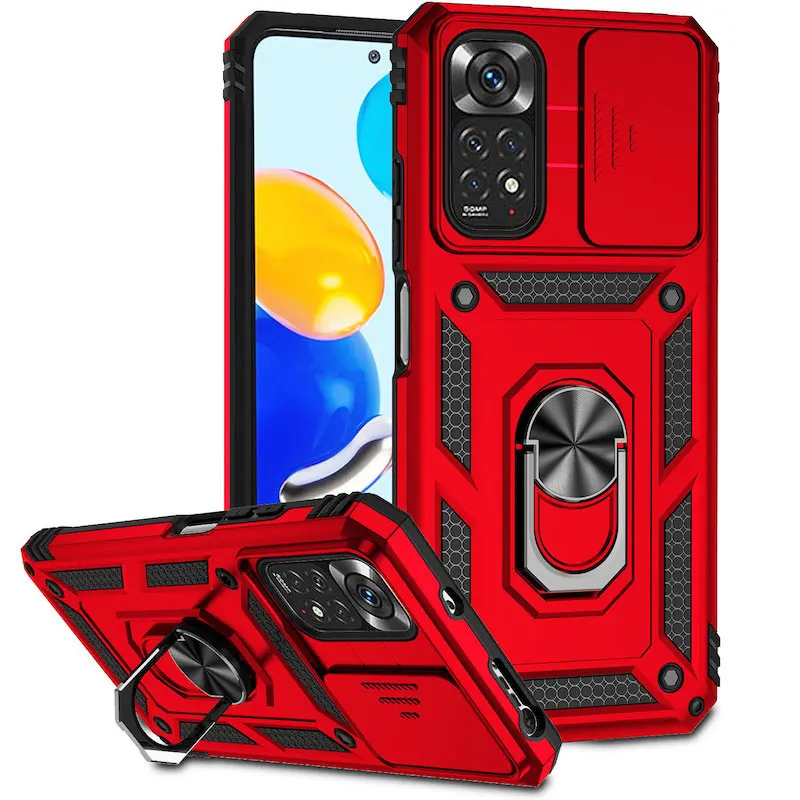 Armor Ring Bracket Push Phone Fodral för Xiaomi Redmi Note 11 10 9 8 Pro Ma 9S Prime Poco X3 NFC X4 M4 4G 5G Skal för Mi_voghion.com