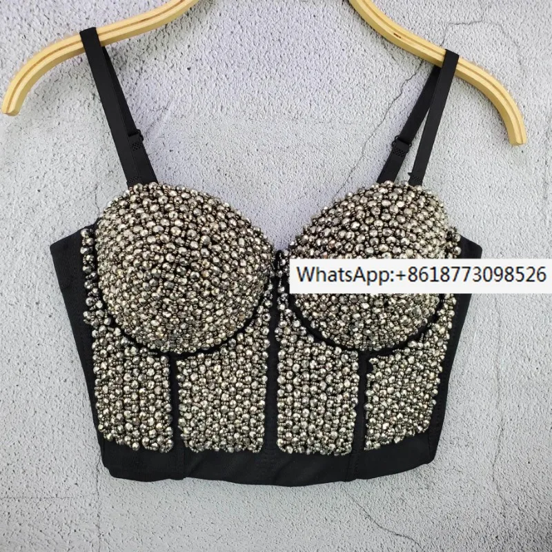 european-and-american-rivet-bra-new-sexy-bra-short-nail-bead-crop-top-suspender-vest