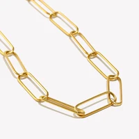 E.B.belle 6mm Mimalist Paper Clip Chain Necklace Hypoallergenic 316L Stainless Steel Decoration For Jewelry Making Accessories
