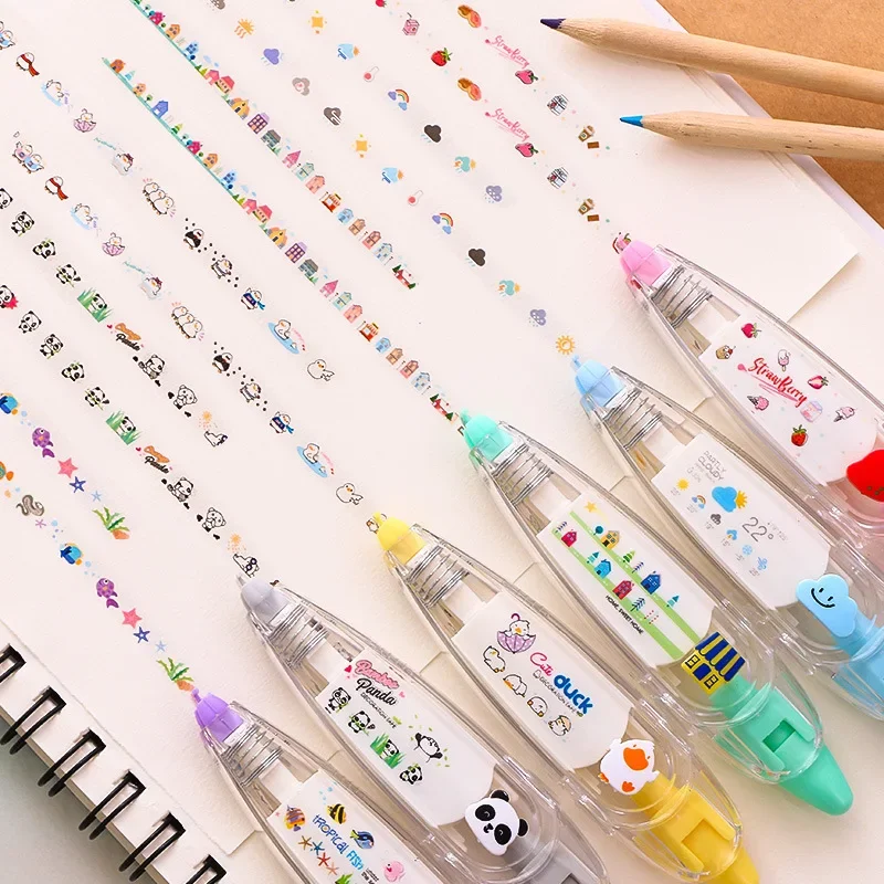 Cartoon Kawaii Correction Tape for Children Students Staff Press Type Correction Tape Paper Stationery DIY 1pc