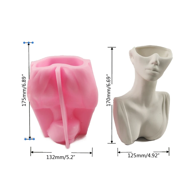MXME Cement Silicone Mold Ceative Human Body Flower Pot Mould DIY Pen Holder Making