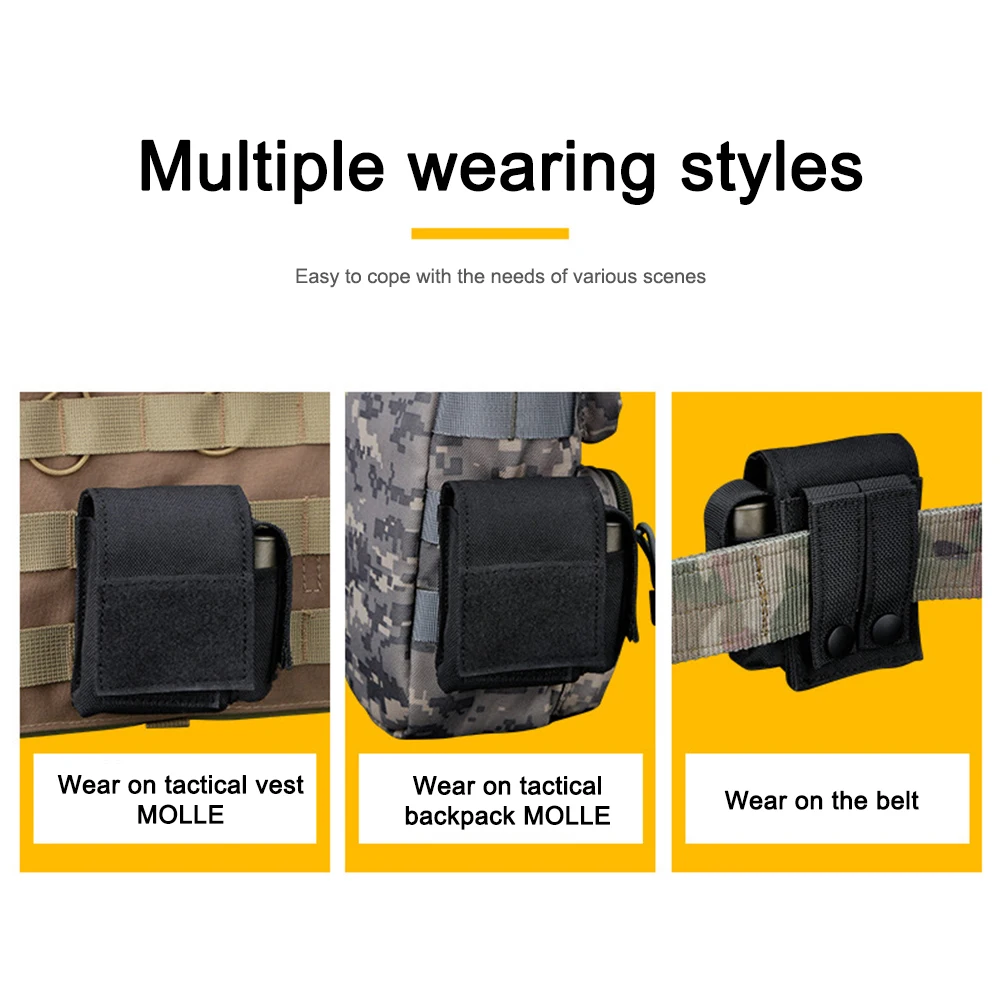 Nylon Molle Pouch Waist Bag Multifunctional Mini Belt Small Pouch  Smartphone Strap Pack with Buttons for Outdoor Camping