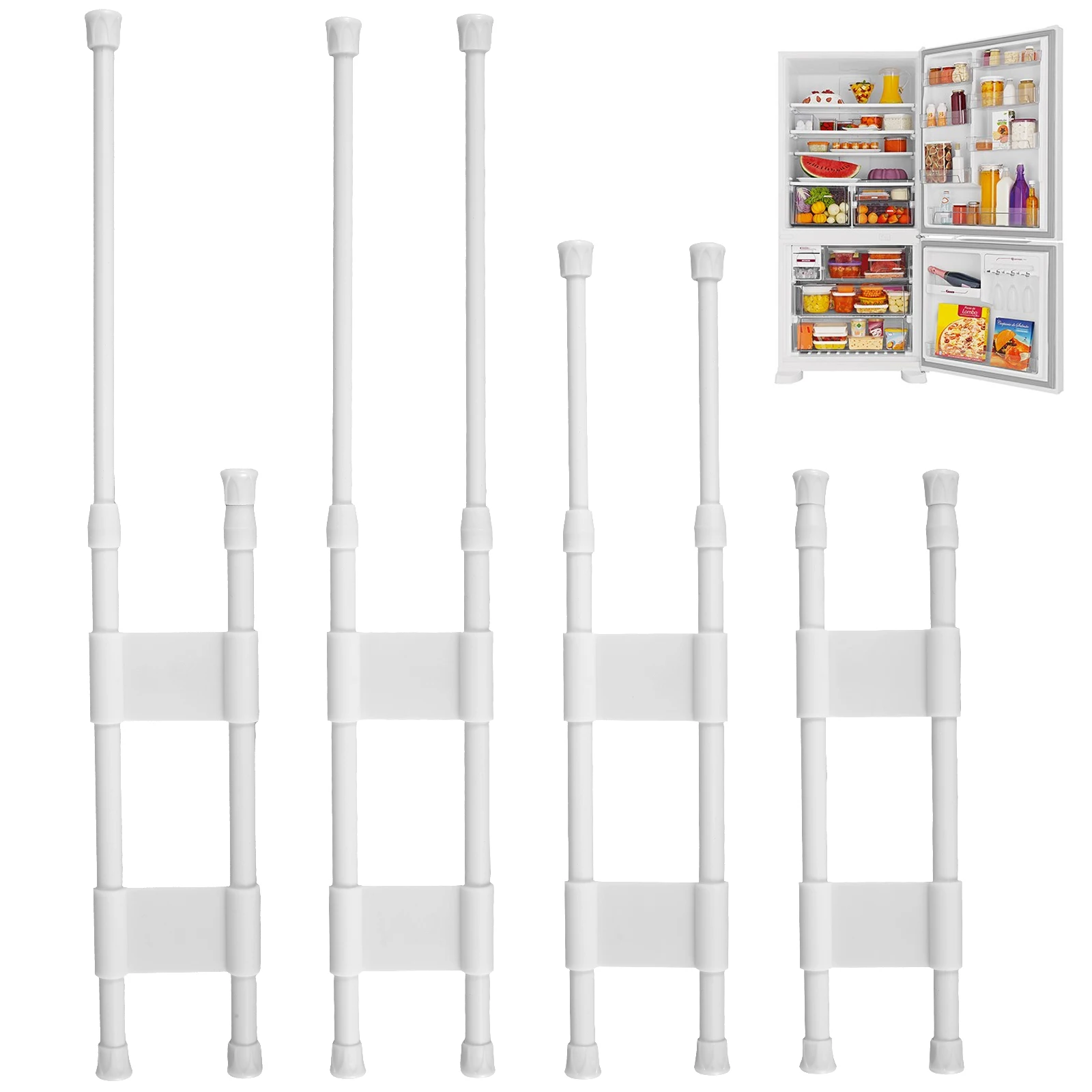 Adjustable RV refrigerator storage bar set