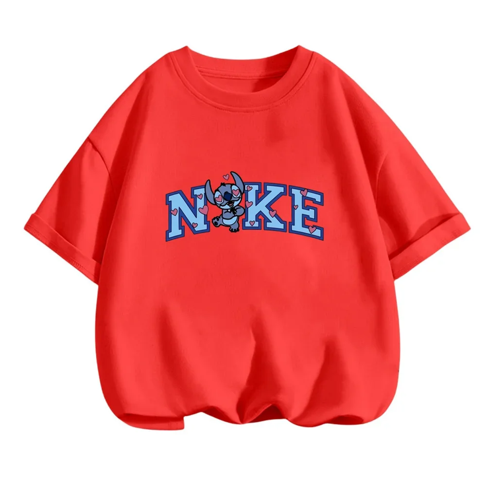Fashion Disney Stitch Tshirt Summer Teen Short Sleeve Tops T-shirt Boy Girl Kids 3-14 Years Old Baby Sports Jersey Clothing 6