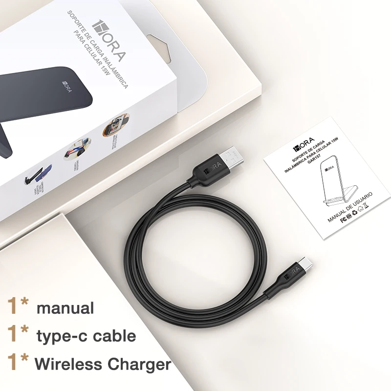 1Hora 15W Wireless Charger Stand 2-coil Charging for All Qi-Enabled Devices PD QC 3.0 Wireless iPhone Smartphone Chargers GAR157