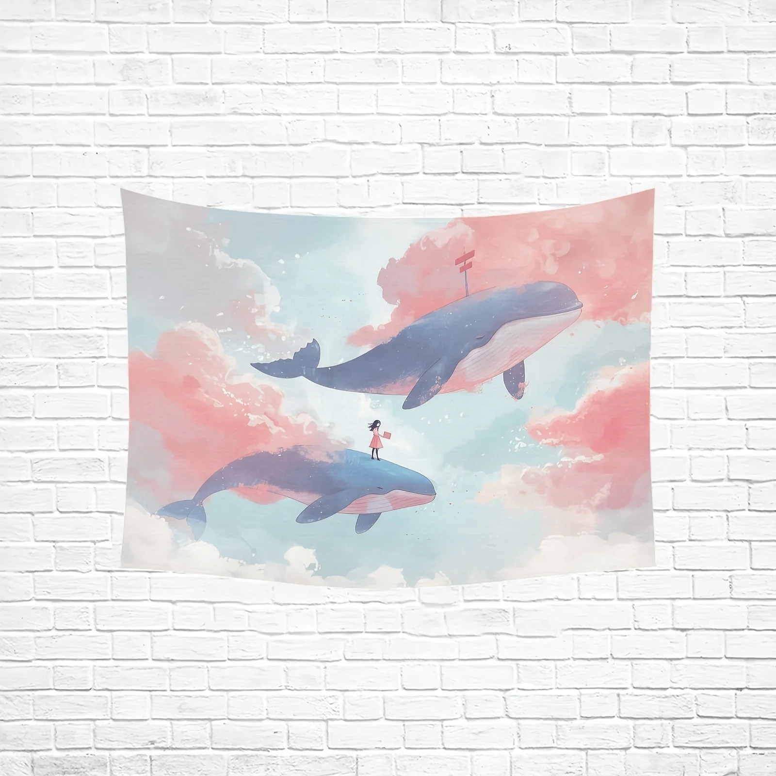 Pastel Clouds and Airplane Tapestry- Dreamy Wall Hanging for Home Decor, Perfect Gift for Those Who Love Whimsical