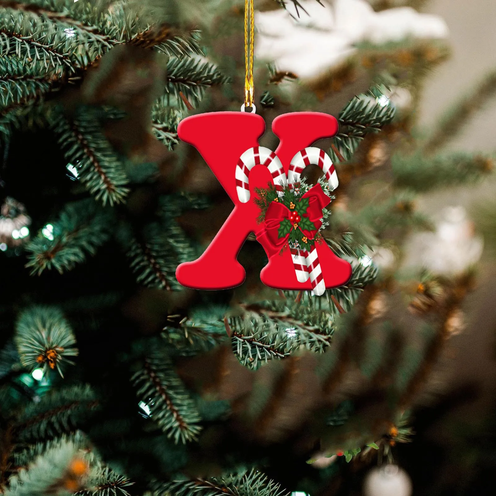 thumbnail image 1 of Árbol de Navidad acrílico con palabras para colgar en la habitación, nuevo colgante navideño con 26 letras, adorno para árbol de Navidad, 1 of 5