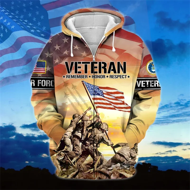 

Autumn 3D Printing United States Solider Armys Veterans Zip Up Hoodies Kid Fashion Cool Zip Up Hoodie Camo Vintage Clothing Tops