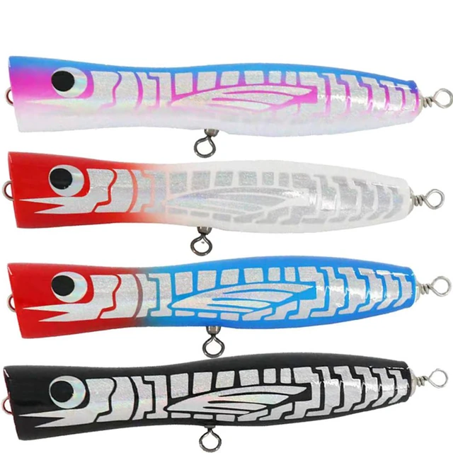 Colorful Wooden Popper Sea Fishing Bait Simulated Fisheye Bionic