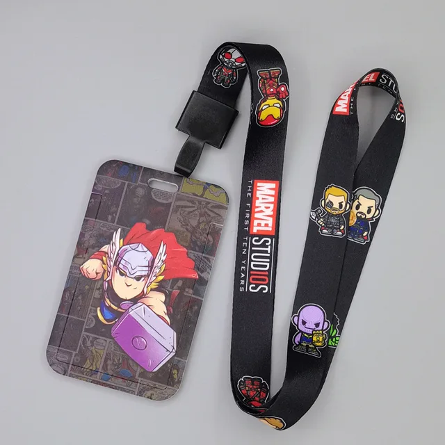 Marvel Movie Characters Card Cover Captain America Spiderman Super Heroes ABS Card Holder Student Campus Card Hanging Lanyard ID Xhmw29