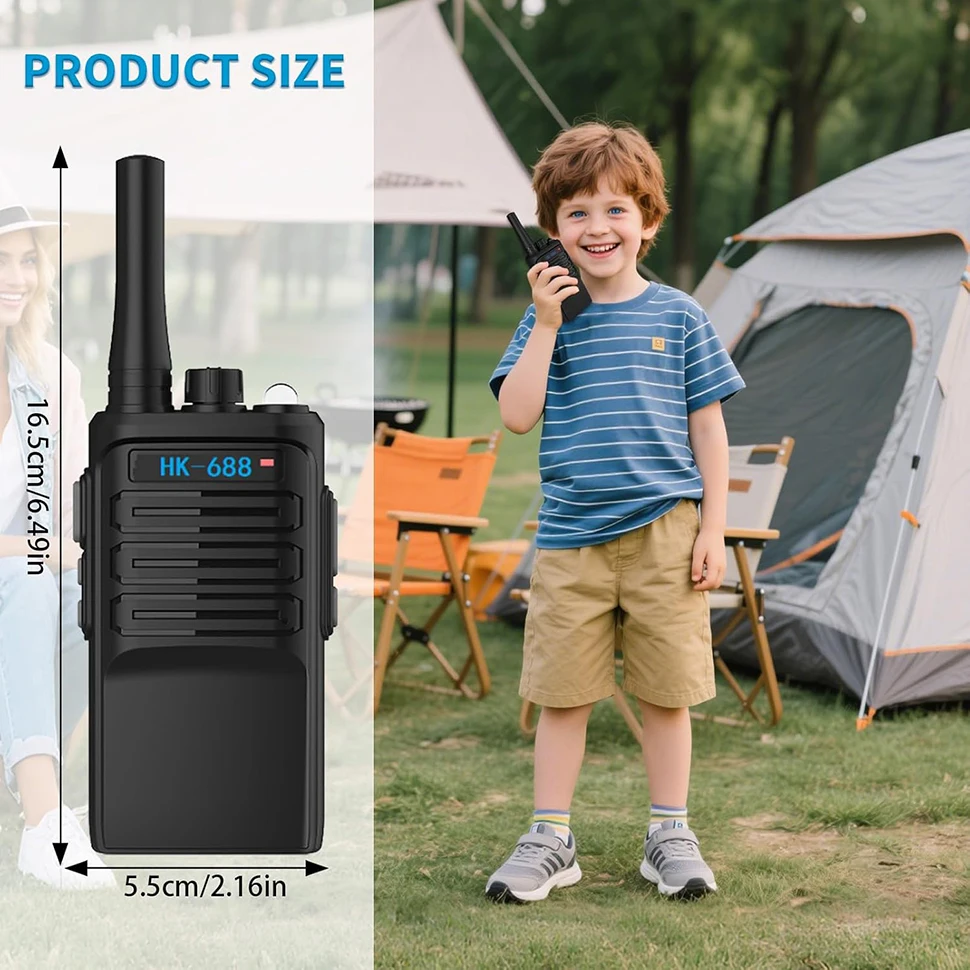 어린이용 무전기(2개) |   충전식, 3마일 거리, 1200mAh 장시간 대기 가능