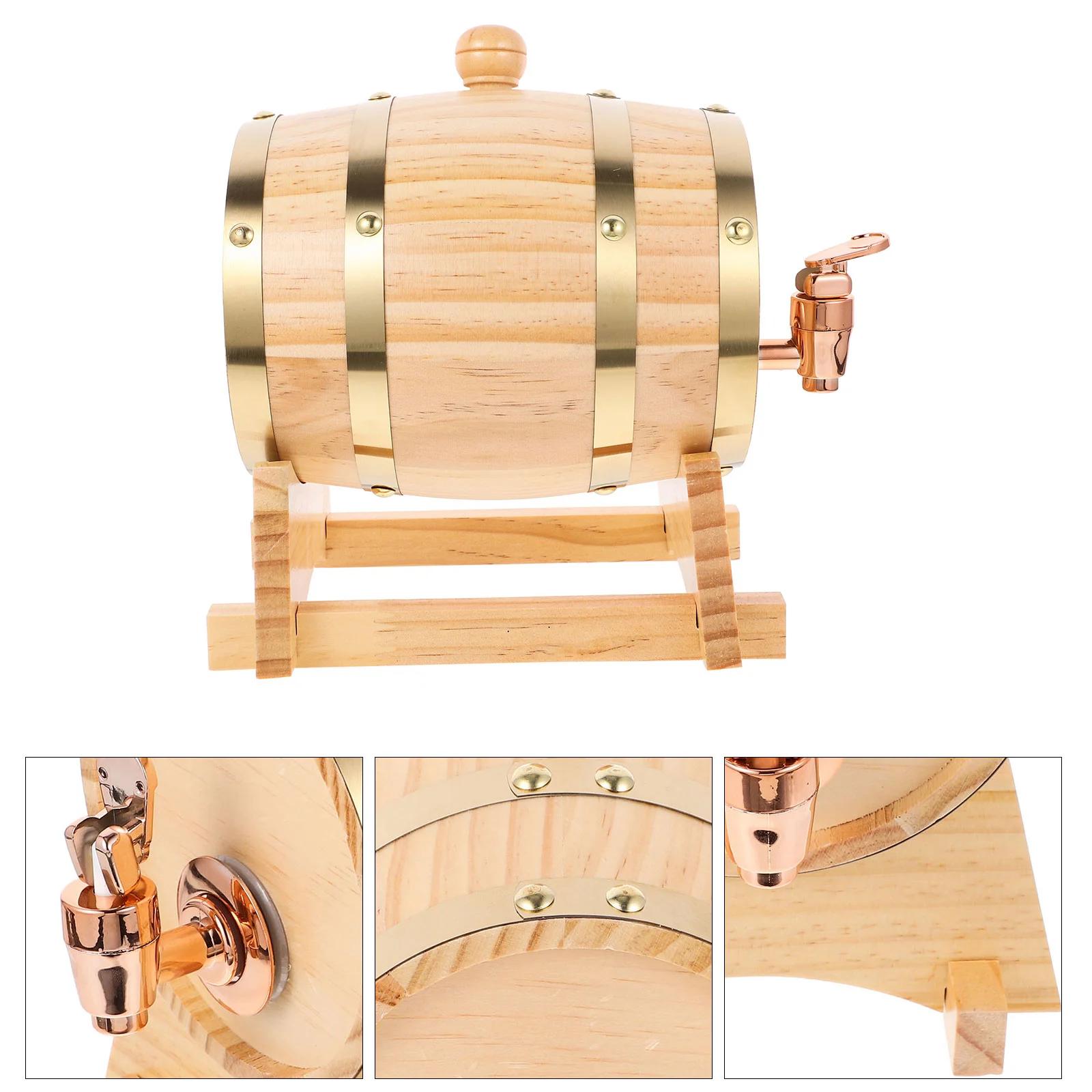 

Whiskey Barrel Dispenser Oak Aging Barrels Stand Spigot Home Decanter Small Container