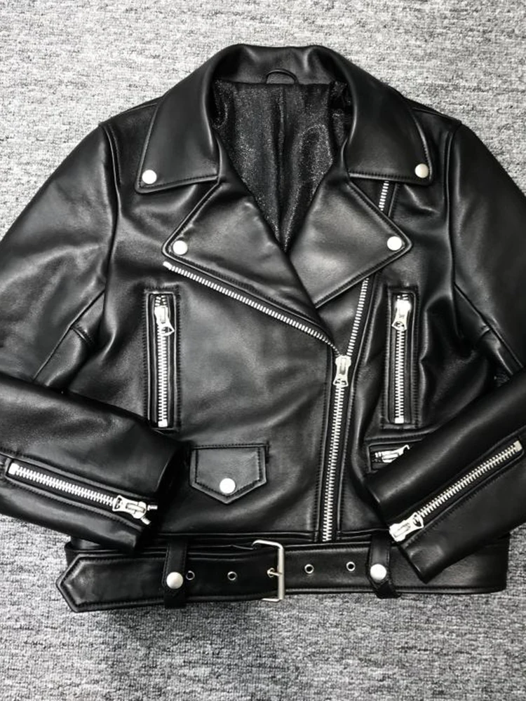Autumn Women's Faux Leather Casual Jacket with Lapel Collar and Zipper