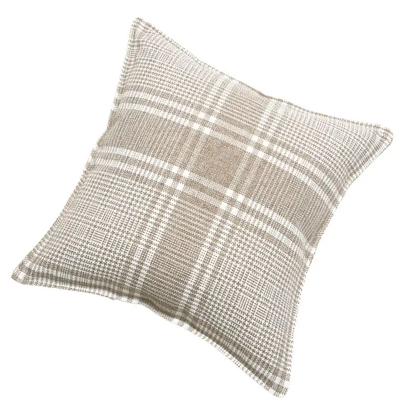 

Plaid Linen Throw Pillow Cases Woven Linen Casual Plaid Edge Pillowcase 18x18 Inches Cushion Covers For Sofa Couch Bed&Car