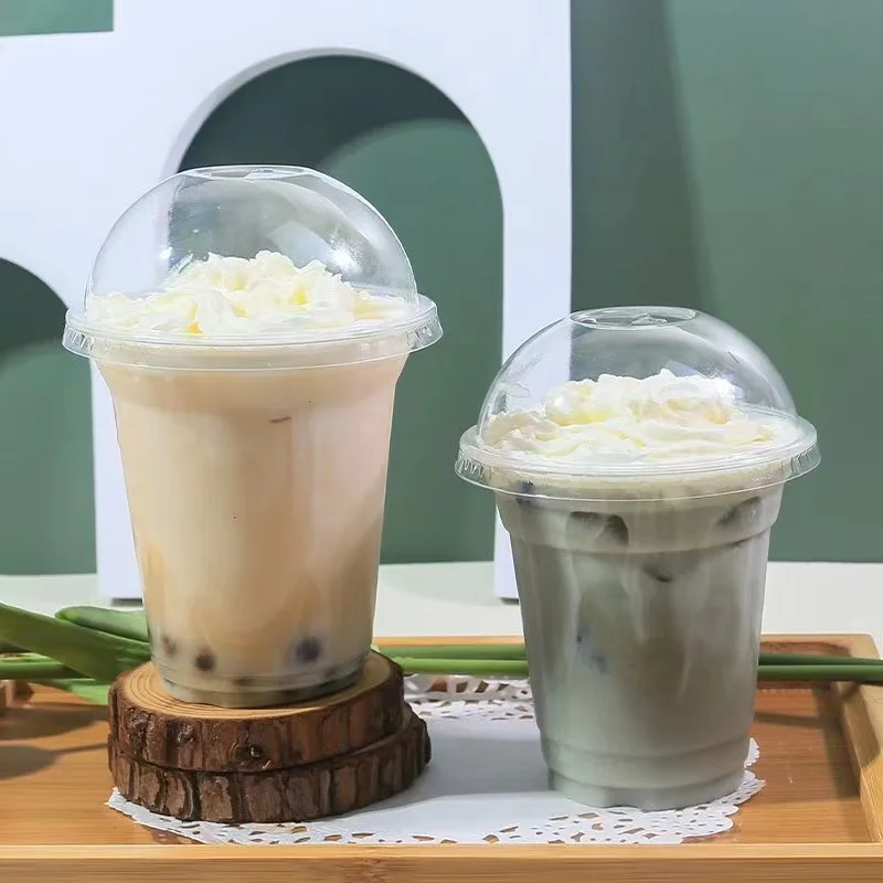 Fruit Cups Ice Disposable Bubble Tea Cup Smoothie Cold Drinking Cup Dome Lids 50Pcs plastic cups,disposable paper cups,plastic dessert cups,dessert cups