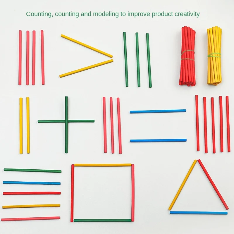 Wooden Math Teaching Toys 100Pcs/set Children Arithmetic Wooden Math Stick Teaching Aid Mathematics Calculation Enlightenment Knowledge Educational Toys