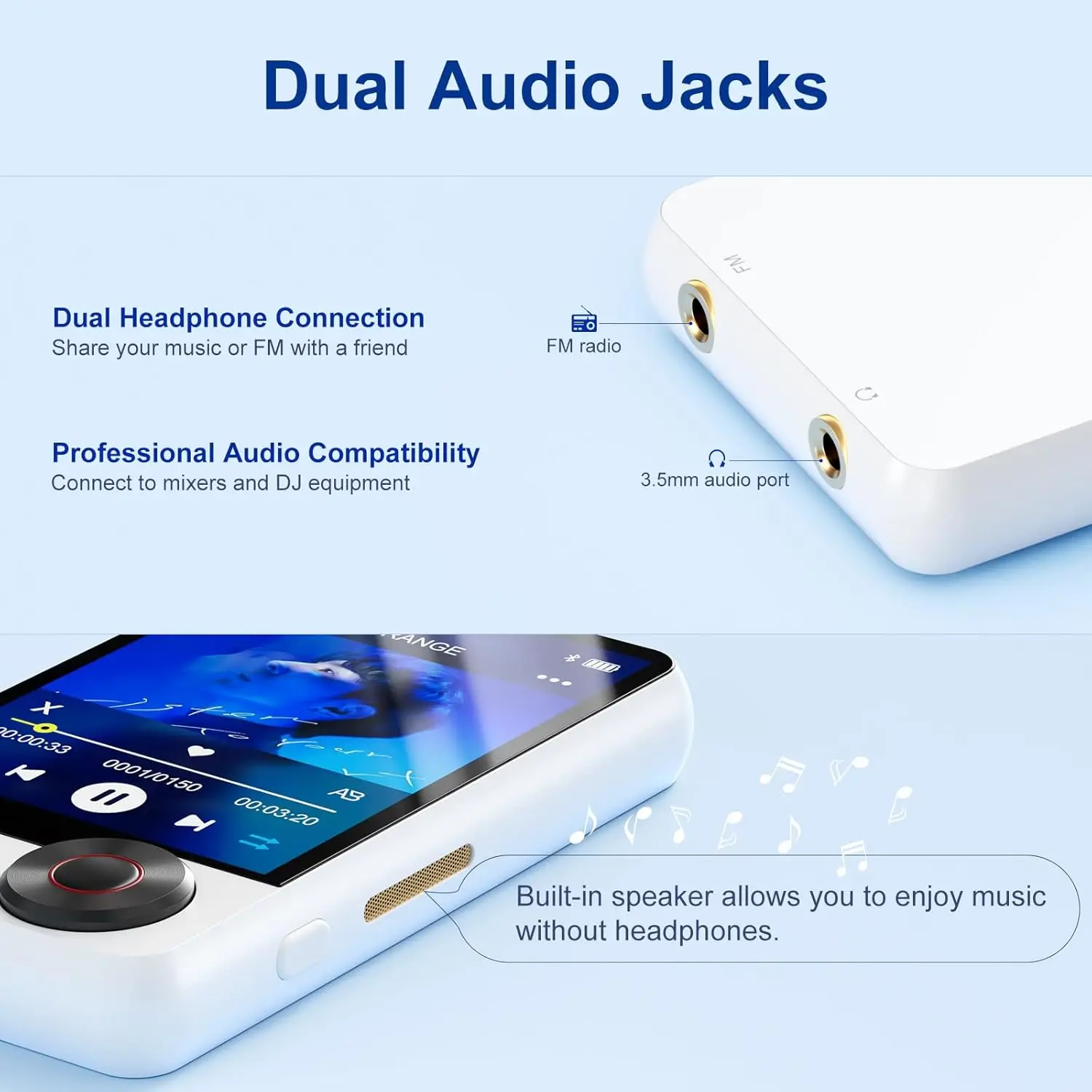 Portable Bluetooth MP3 Player with 2.4 Inch Screen