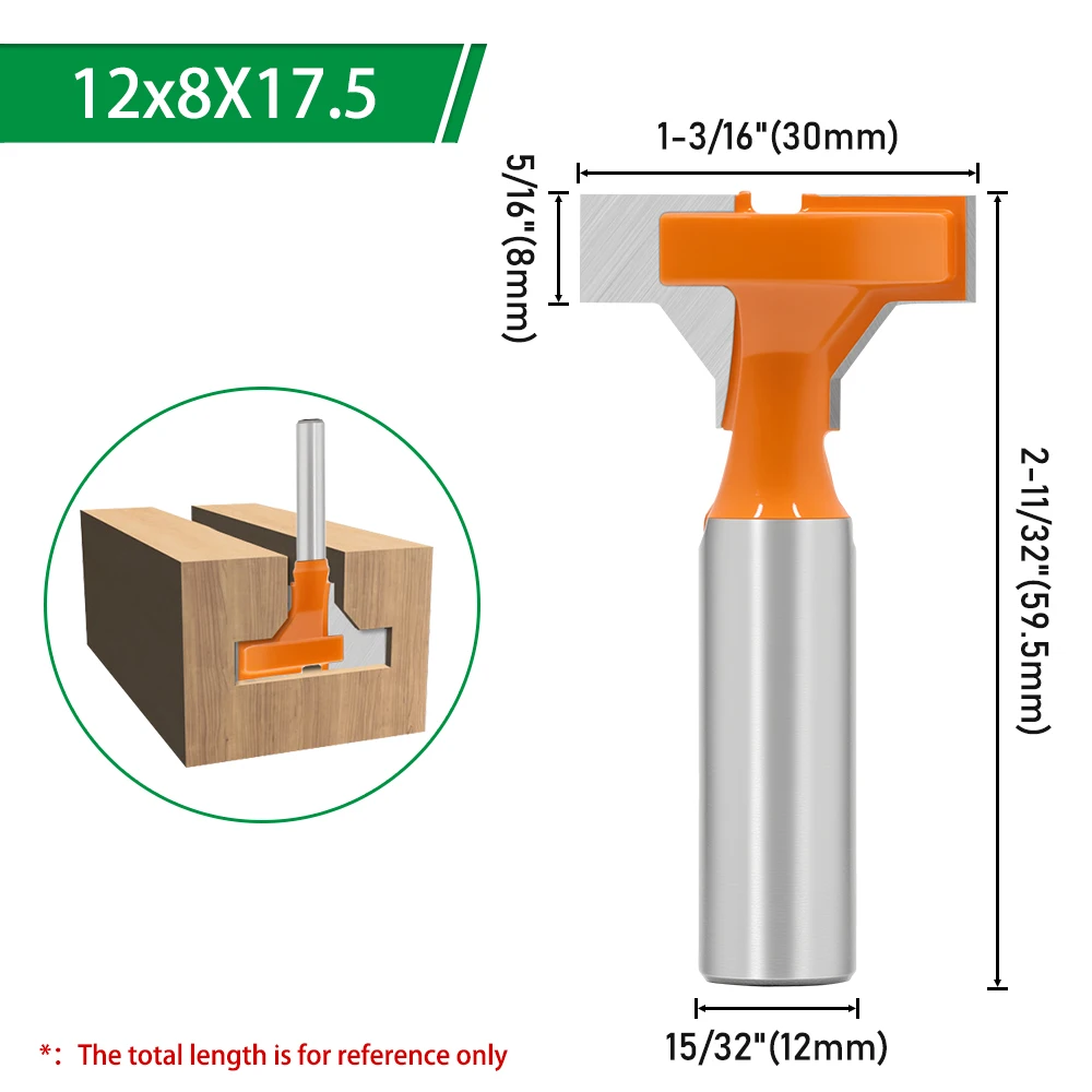 LAVIE 1 Stück 6 mm 1/4 8 mm 12 mm 1/2 Schaft T-Nut-Fräser – Doppelkanten-Nutfräser zum Schlitzen von Holz – Detail 7