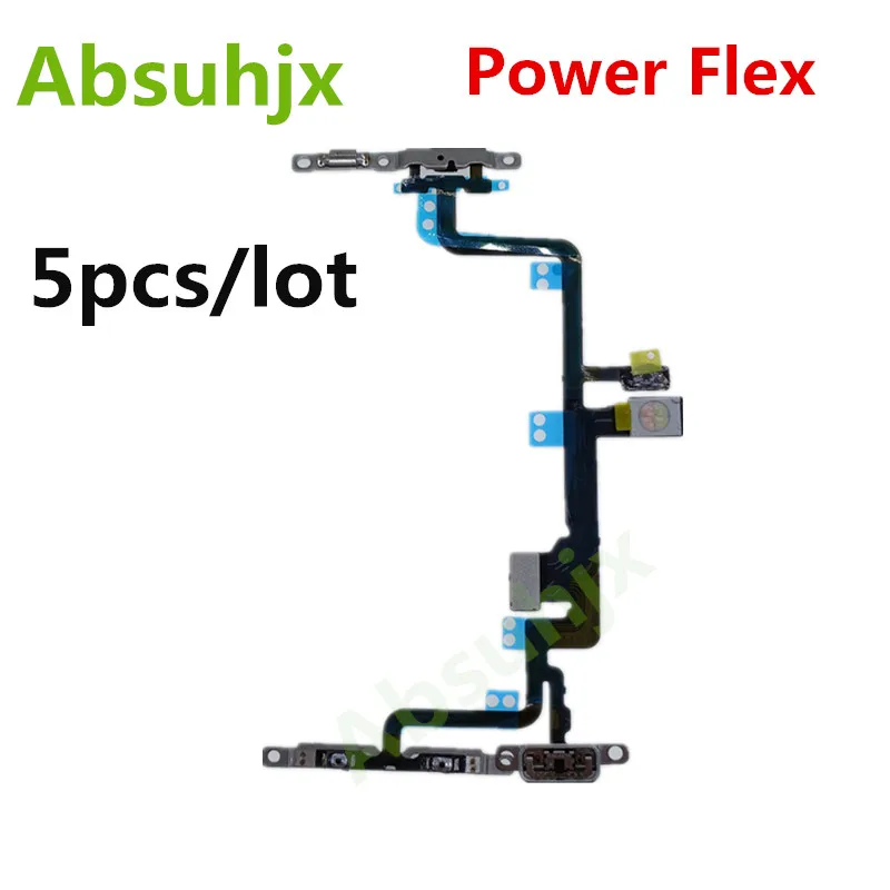 

Absuhjx 5pcs Power Flex Cable for iPhone 6 6S 7 8 Plus X XS Max XR On Off Switch Volume Control with Metal Bracket LED Flash