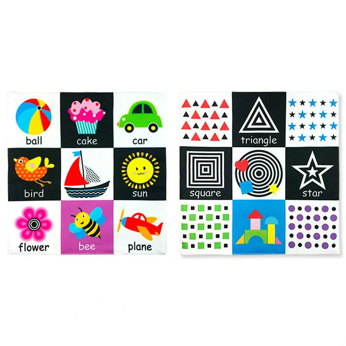 Baby Squared Newspaper Cloth Book Children Early Learning Cognitive Development Sound Books Unfolding Activity Book Toys